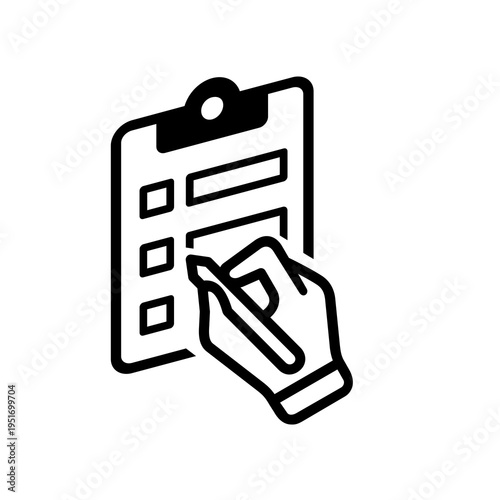 Hand Writing on Checklist Clipboard Business Icon