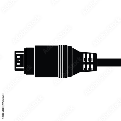Black u s b cable connector silhouette