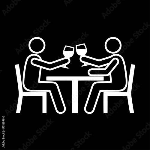 乾杯する人物のラインアイコン（白）