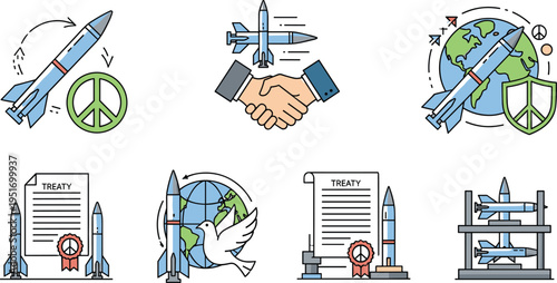 Disarmament Vector Illustration Showing Peace Treaty Global Security and Diplomacy