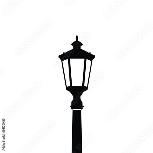 Black street lamp silhouette on white background 1