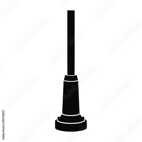 Black silhouette of a toilet plunger on white background