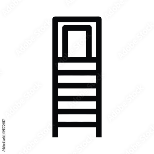 Black and white of a lifeguard chair with ladder