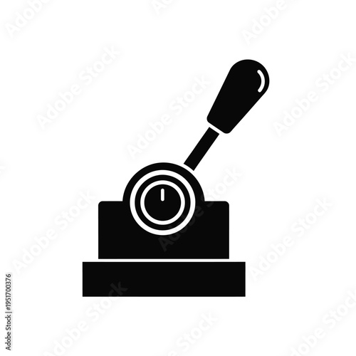 Black and white gear shift stick on plain background