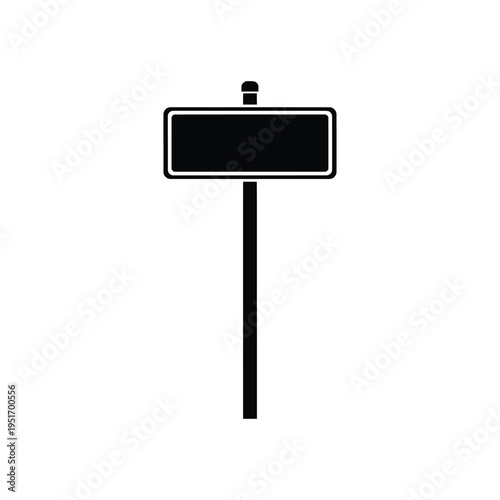 Black rectangular blank street sign on a pole