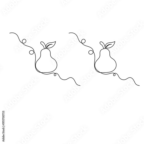 Pear fruit continuous line drawing on a white background 