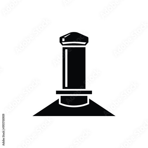 Black and white of a cylindrical bollard pole