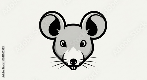 Cartoon mouse head with big ears and whiskers on a plain background vector illustration for design
