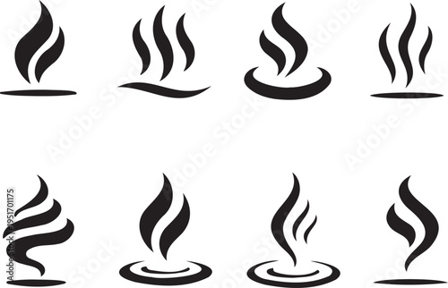 steam vapor heat smoke icon symbol collection set, hot air steam lines abstract element pack, vapor smoke symbol minimal design icons