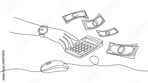 Fotografija minimalist online earnings and digital payment line art illustration with laptop