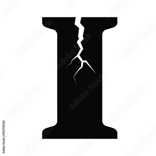 Black letter i with lightning crack white