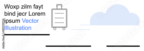 Travel, mobility, transportation, vacation, minimalism, global logistics. A suitcase and cloud design in a clean, modern layout. Travel and mobility concepts for versatile usage
