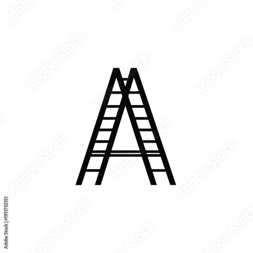 Black and white of a ladder isolated on a white background