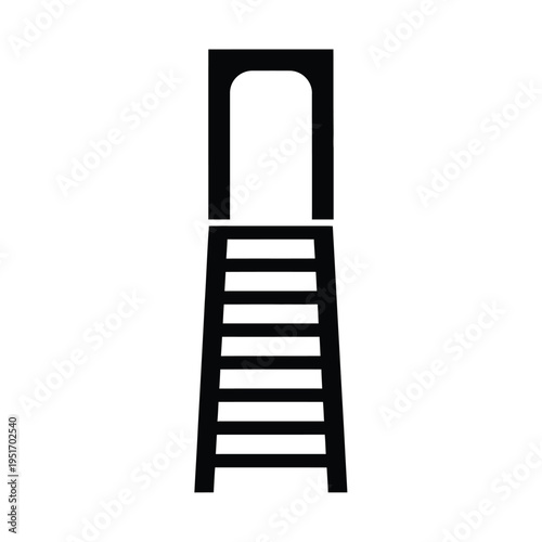 Black silhouette of a lifeguard tower with ladder
