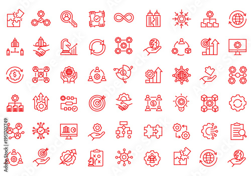 Business Integration icon set. Editable line icons. Vector illustration.