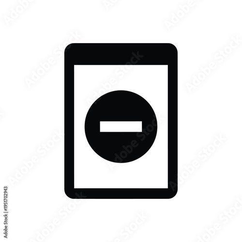 Black and white of tablet with prohibition sign
