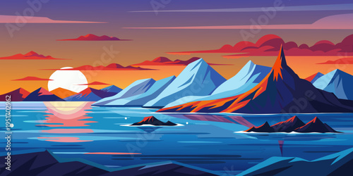 Icelandic sea during sunset