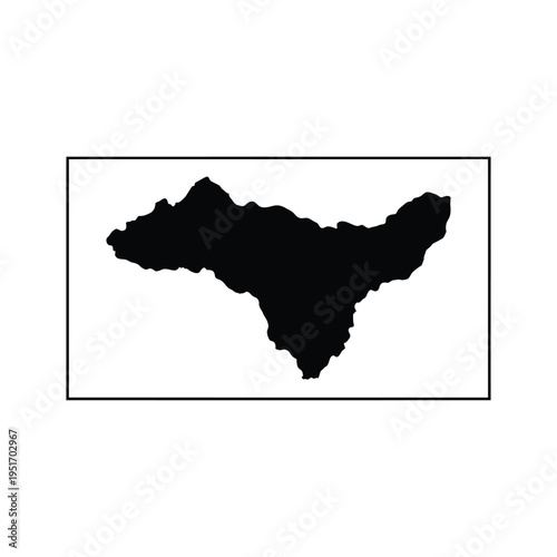 Black silhouette of a region or island shape on a white background