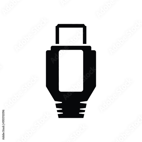 Black silhouette of a u s b flash drive plug