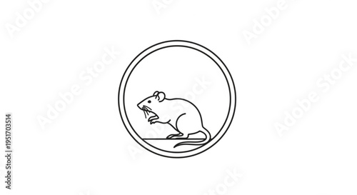 A line drawing of a mouse trapped in a circle symbolizing confinement and isolation with a simple black line art style on a white background
