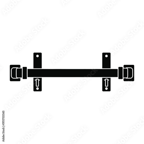 Black metal gate latch with straps and screws