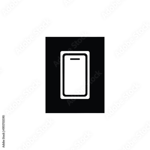 Black square with a white of a smartphone in the center