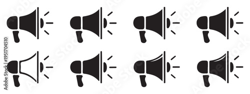  Minimalist megaphone and bullhorn symbols for interface design. vector illustration eps 10