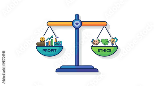 Balance scale comparing profit and ethics in business