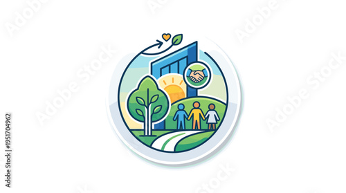 Flat design illustration of corporate social responsibility and teamwork