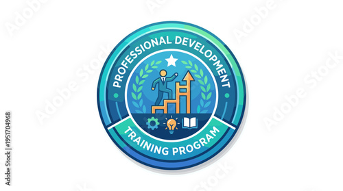 Professional development training program badge icon