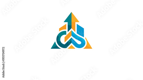 Free Download Abstract logo with upward arrows and letters C, W, S - GFXLoad