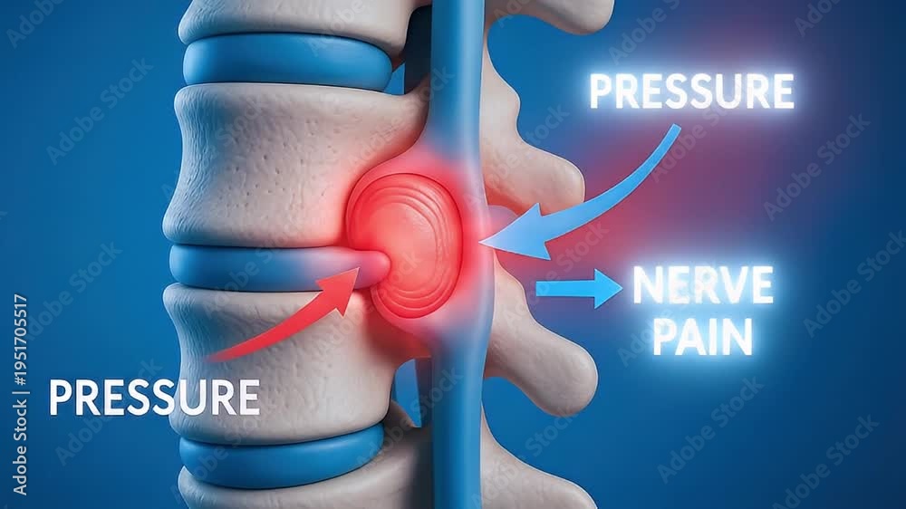 Bulging disc spine vertebra nerve pain pressure back anatomy injury ...