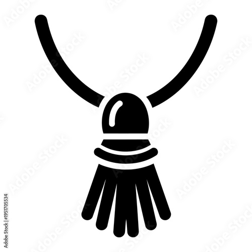 Minimalist black tassel curtain tieback icon for interior design window treatment and home decor branding