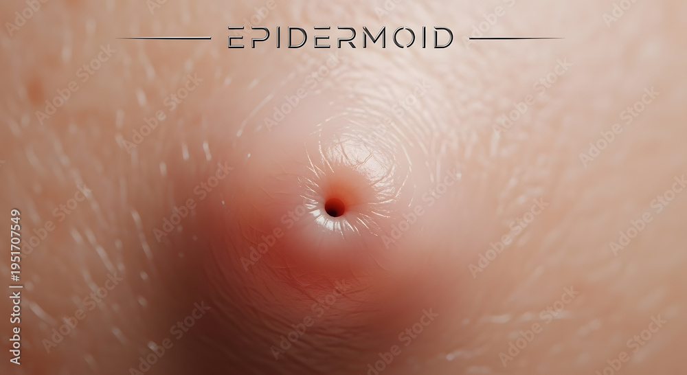 Fototapeta premium A close-up view of an epidermoid cyst on human skin