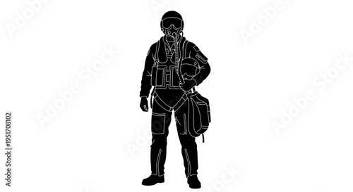 Scuba diver in full gear standing confidently with equipment ready for underwater exploration and adventure