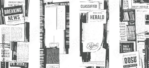 Collage of vintage newspaper clippings with headlines like Breaking News and Classified