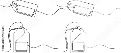 Various styles of gift tag packaging with attached ribbons Vector