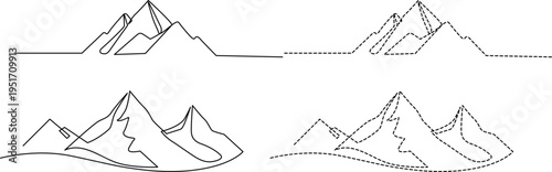 Evolution of mountain ranges through geological transformations and erosion processes Vector