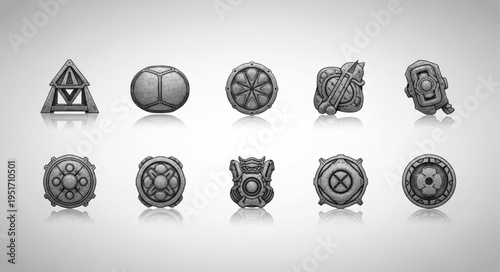 Collection of Ten Unique Geometric Charms and Pendants.