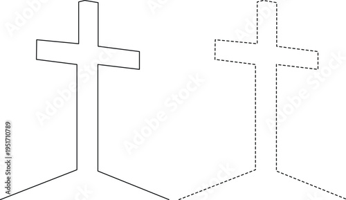 Comparison of traditional and modern cross designs in a minimalist style Vector