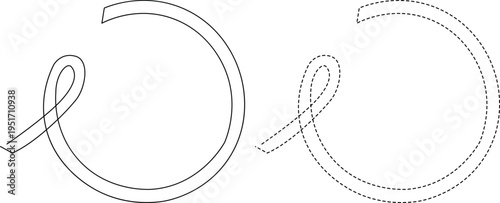 Abstract ribbon design with solid and dashed circular outlines Vector