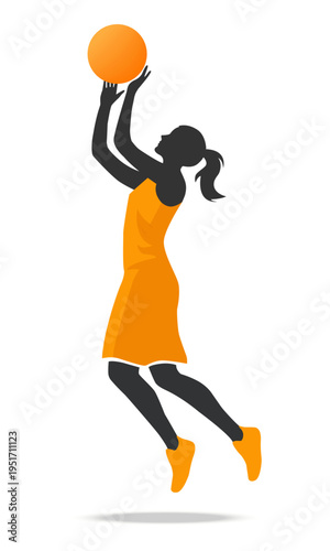 Basketball player woman shooting