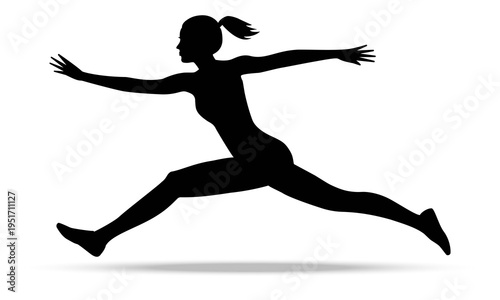  Woman long jump mid air