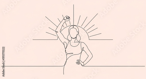 Woman holding kettlebell in fitness pose with radiating lines.