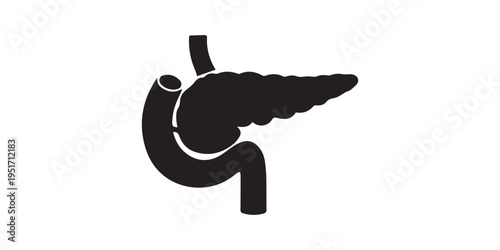 set of pancreas icon in black and white glyph versions, Pancreas icon black silhouette white background,stock edit,