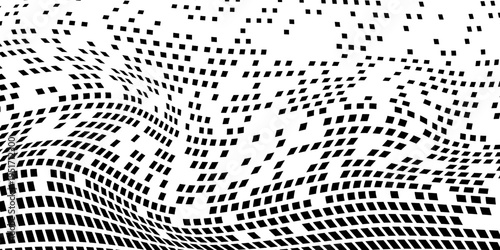 Abstract mesh rectangle halftone gradient texture. Vanishing polka dot background.