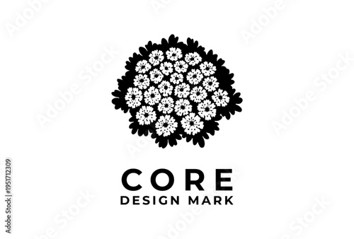 Minimal Floral Circle Bouquet Logo Monoline Botanical Emblem Vector