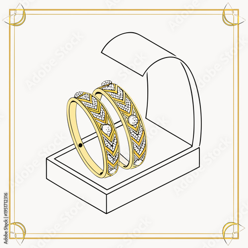 Gold Bangles in Jewelry Box accessories fashion beauty