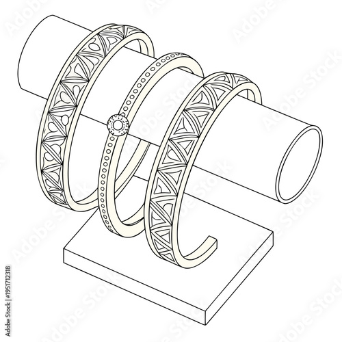 Line of Bangle Bracelets on Stand line bangle bracelets