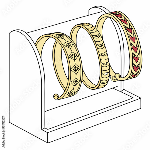 Bangle Bracelets with Heart and Geometric Patterns